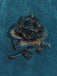 Broche rose 3D vintage en strass