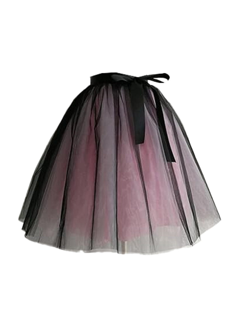 Jupon en maille avec ceinture en ruban dégradé des années 1950