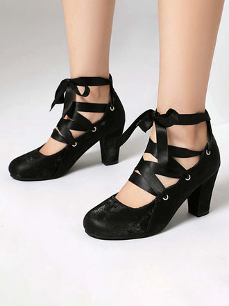 Escarpins vintage Mary Jane à talons épais et ruban