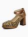 Escarpins à talons épais vintage motif léopard à boucles croisées