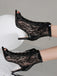 Sandales à talons hauts et bout ouvert patchwork de maille