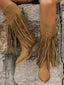 Bottes à talons hauts épais et pompons vintage