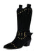 Bottes à talons épais et bout golf clouté en flanelle