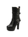 Bottes mi-mollet à talon compensé et bout rond en cuir synthétique