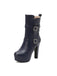 Bottes mi-mollet à talon compensé et bout rond en cuir synthétique