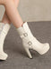 Bottes mi-mollet à talon compensé et bout rond en cuir synthétique