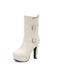 Bottes mi-mollet à talon compensé et bout rond en cuir synthétique