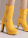 Bottes mi-mollet à talon compensé et bout rond en cuir synthétique