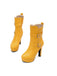 Bottes mi-mollet à talon compensé et bout rond en cuir synthétique