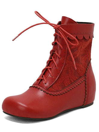 Bottes à lacets brodées vintage avec talon intérieur