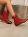Bottes à lacets brodées vintage avec talon intérieur