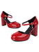 Escarpins cuir verni bride cheville talon bloc