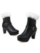 Bottes à talons hauts vintage en fausse fourrure avec boucle