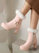 Bottes à talons hauts vintage en fausse fourrure avec boucle