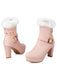 Bottes à talons hauts vintage en fausse fourrure avec boucle