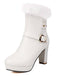 Bottes à talons hauts vintage en fausse fourrure avec boucle