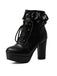 Bottes à talons hauts épais à lacets et volants vintage