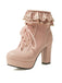 Bottes à talons hauts épais à lacets et volants vintage