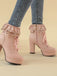 Bottes à talons hauts épais à lacets et volants vintage