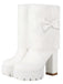 Bottes à talons épais en peluche avec nœud papillon vintage