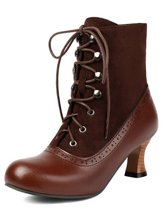 Bottes courtes victoriennes à lacets colorblock vintage
