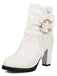 Bottines à talon compensé en cuir PU ornées de lacets