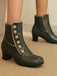 Bottes courtes à talons épais et doublure en fausse fourrure vintage