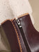 Bottes courtes à talons épais et doublure en fausse fourrure vintage