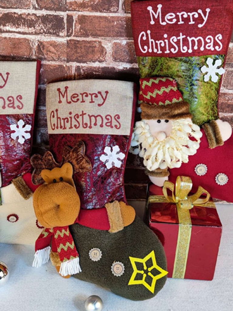 Sac cadeau de bas de Noël 3D à motifs de dessins animés