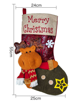 Sac cadeau de bas de Noël 3D à motifs de dessins animés