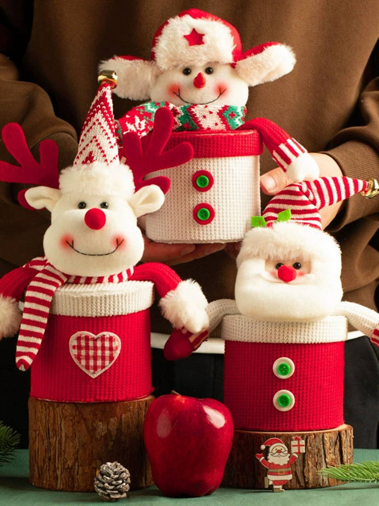 Coffret cadeau en peluche tricotée avec dessin animé Joyeux Noël