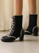 Bottes mi-mollet vintage à lacets en faux daim et cuir