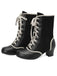 Bottes mi-mollet vintage à lacets en faux daim et cuir