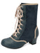 Bottes mi-mollet vintage à lacets en faux daim et cuir