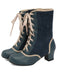 Bottes mi-mollet vintage à lacets en faux daim et cuir