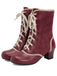 Bottes mi-mollet vintage à lacets en faux daim et cuir