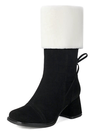 Bottes vintage à semelles épaisses en daim contrasté