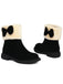 Bottines d'hiver à bout rond et nœud orné de peluche