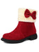 Bottines d'hiver à bout rond et nœud orné de peluche