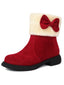 Bottines d'hiver à bout rond et nœud orné de peluche