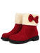 Bottines d'hiver à bout rond et nœud orné de peluche