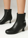 Bottines rétro en similicuir uni avec fermeture éclair latérale