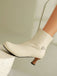 Bottines rétro en similicuir uni avec fermeture éclair latérale