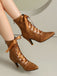 Bottes rétro à bout pointu lacées en faux daim ajouré
