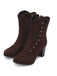 Bottes mi-mollet cloutées en daim doublées de fausse fourrure