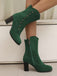 Bottes mi-mollet cloutées en daim doublées de fausse fourrure