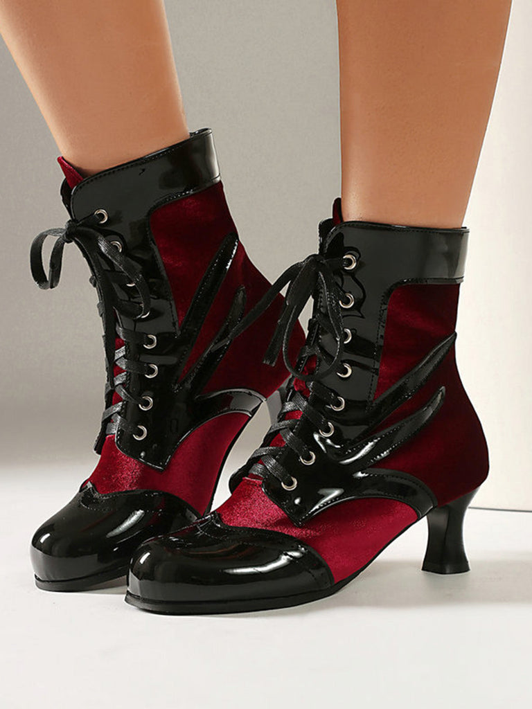 Bottines vintage en velours et cuir verni - 20