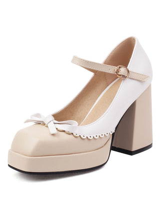 Chaussures à talons hauts et bout carré assortis avec nœud papillon