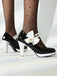 Chaussures à talons hauts Mary Jane avec nœud latéral et bloc de couleurs