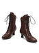 Bottines Victoriennes Rouges à Bout Pointu Lacets et Petit Talon